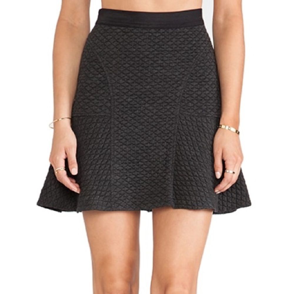 Rebecca Taylor Charcoal Texture Flounce Mini  Skirt Women Size 10